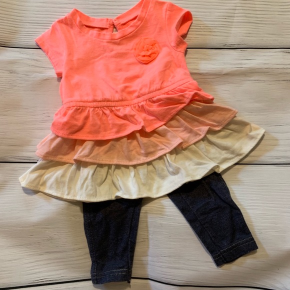 Cherokee Other - *Like New* Baby Girl Neon Pink Ruffle Outfit